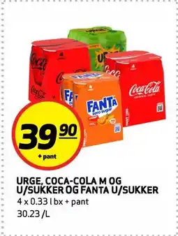 Bunnpris URGE, COCA-COLA M OG U/SUKKER OG FANTA U/SUKKER tilbud
