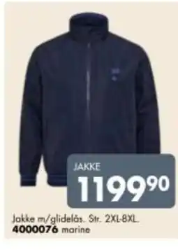 Sparkjøp Jakke m/glidelås. Str. 2XL-8XL. 4000076 marine tilbud