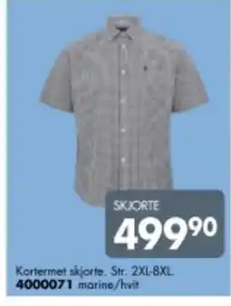 Sparkjøp Kortermet skjorte. Str. 2XL-8XL. 4000071 marine/hvit tilbud