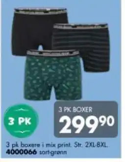 Sparkjøp 3 pk boxere i mix print. Str. 2XL-8XL. 4000066 sort-grenn tilbud