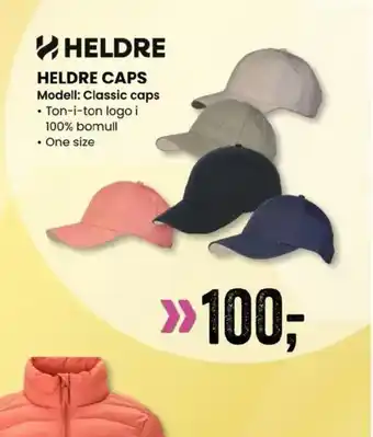 Sport Outlet HELDRE HELDRE CAPS Modell: Classic caps • Ton-i-ton logo i tilbud