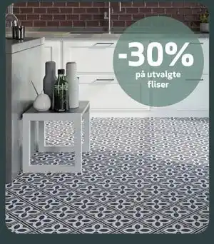 Flisekompaniet 30% på utvalgte fliser tilbud