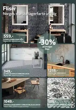 Flisekompaniet 30% på utvalgte fliser tilbud