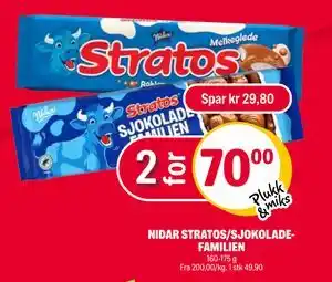 Coop Extra NIDAR STRATOS/SJOKOLADEFAMILIEN tilbud