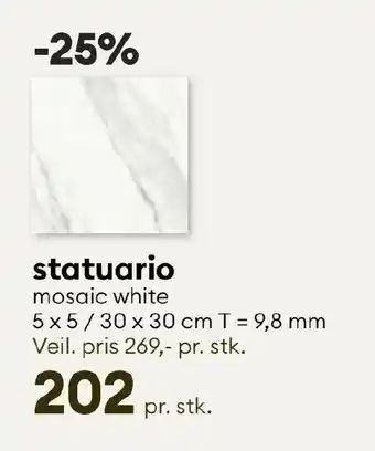 Modena Fliser statuario mosaic white tilbud