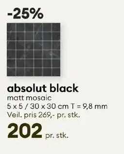 Modena Fliser absolut black matt mosaic tilbud