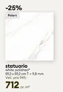 Modena Fliser statuario white polished tilbud