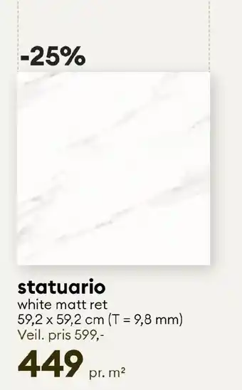 Modena Fliser statuario white matt ret tilbud