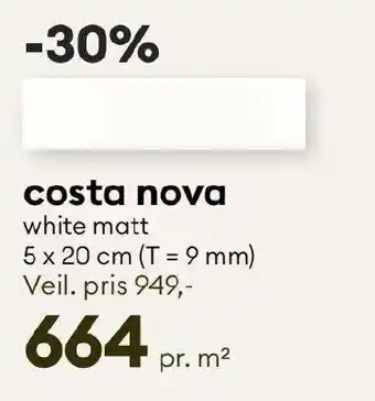 Modena Fliser costa nova white matt tilbud
