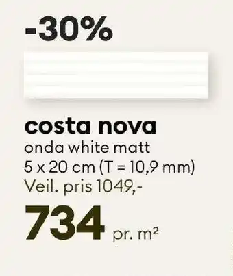 Modena Fliser costa nova onda white matt tilbud