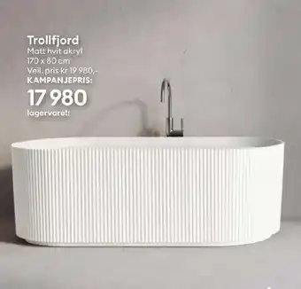 Modena Fliser Trollfjord Matt hvit akryl tilbud