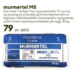 Modena Fliser MODENA murmørtel M5 tilbud