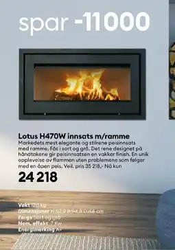 Modena Fliser LOTUS H470W innsats m/ramme tilbud