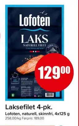 Spar LOFOTEN Laksefilet 4-pk. tilbud