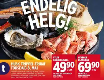 Meny Fylte krabbeskjell tilbud