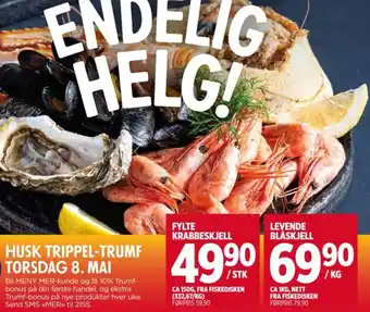 Meny Levende blåskjell tilbud