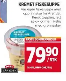 Meny Kremet fiskesuppe tilbud