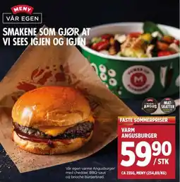 Meny MENY Varm angusburger tilbud