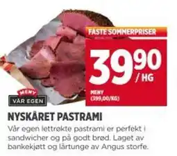 Meny MENY Nyskåret pastrami tilbud
