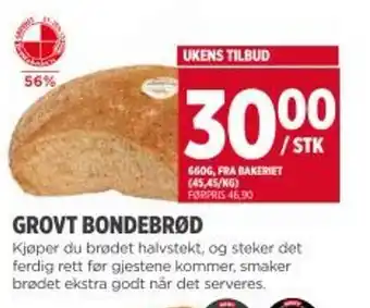 Meny Grovt bondebrød tilbud