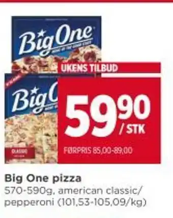 Meny Big One pizza tilbud