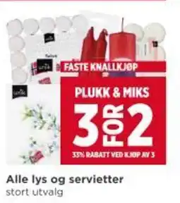 Meny Alle lys og servietter tilbud