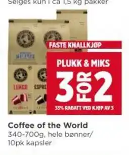 Meny Coffee of the World tilbud