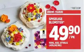 Meny Spiselige blomster tilbud