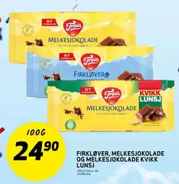 Bunnpris Firkløver, melkesjokolade og melkesjokolade kvikk lunsj tilbud
