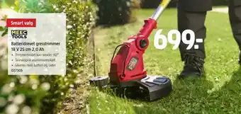 Jula MEEC TOOLS Batteridrevet gresstrimmer 18 v 25 cm 2,0 ah tilbud
