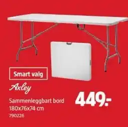 Jula AXLEY Sammenleggbart bord 180x76x74 cm tilbud