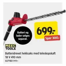 Jula MEEC TOOLS Batteridrevet hekksaks med teleskopskaft 18 v 410 mm tilbud