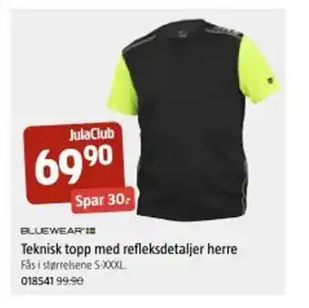 Jula BLUEWEAR Teknisk topp med refleksdetaljer herre tilbud