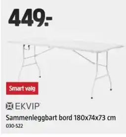 Jula EKVIP Sammenleggbart bord 180x74x73 cm tilbud