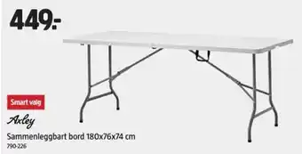 Jula AXLEY Sammenleggbart bord 180x76x74 cm tilbud