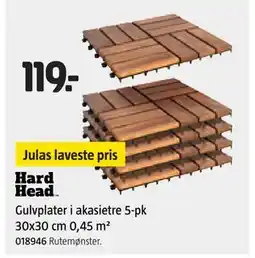 Jula Gulvplater i akasietre 5-pk 30x30 cm 0,45 m² tilbud