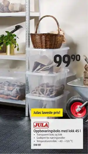 Jula Oppbevaringsboks med lokk 45 l tilbud
