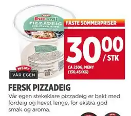 Meny FERSK PIZZADEIG tilbud