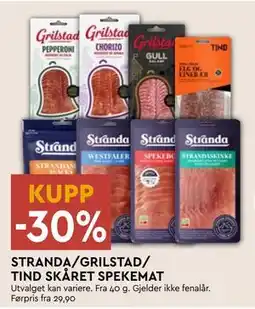 Coop Mega STRANDA/GRILSTAD/ TIND SKÅRET SPEKEMAT tilbud