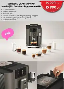ELON Espresso-/kaffemaskin jura e8 (ec) dark inox espressomaskin tilbud