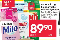 Rusta Omo, Milo og Blenda vaske- middel flytende tilbud