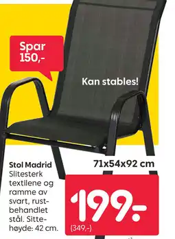 Rusta Stol Madrid tilbud