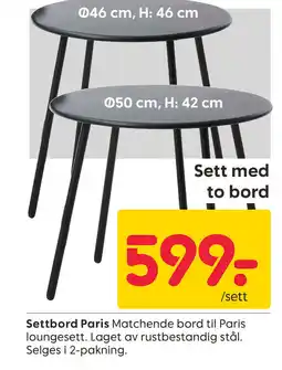 Rusta Settbord Paris tilbud