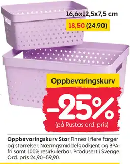 Rusta Oppbevaringskurv Star tilbud