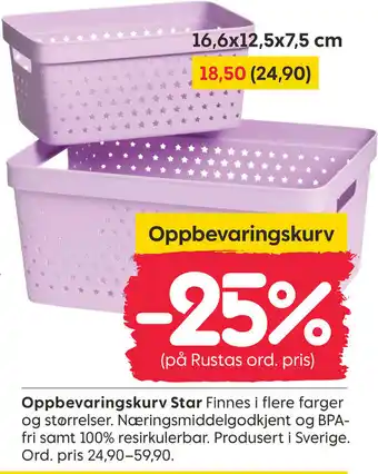 Rusta Oppbevaringskurv Star tilbud
