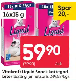 Rusta Vitakraft Liquid Snack kattegod- biter tilbud