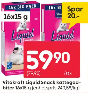 Rusta Vitakraft Liquid Snack kattegod- biter tilbud