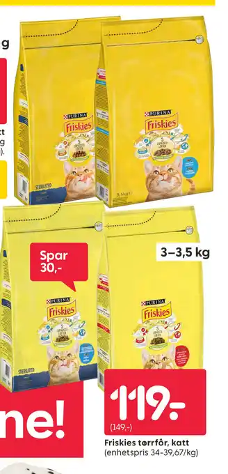 Rusta Friskies tørrfôr, katt tilbud