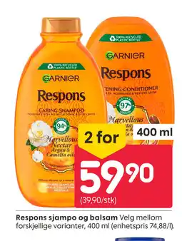 Rusta GARNIER Respons sjampo og balsam tilbud
