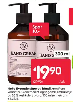 Rusta NoFo flytende såpe og håndkrem tilbud